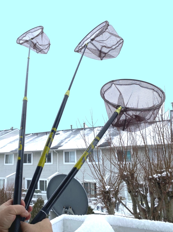 Telescopic Fishing Landing Net 15.5 diameter, 5-way topstop 14.2ft carbon  handle, Japan carbon