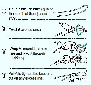 Double knot on the fishing line