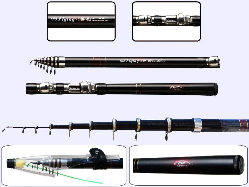 All Fishing Buy, 15 ft Telescopic Fishing Spinning Rod, Japan Carbon, 15' spin  casting rod